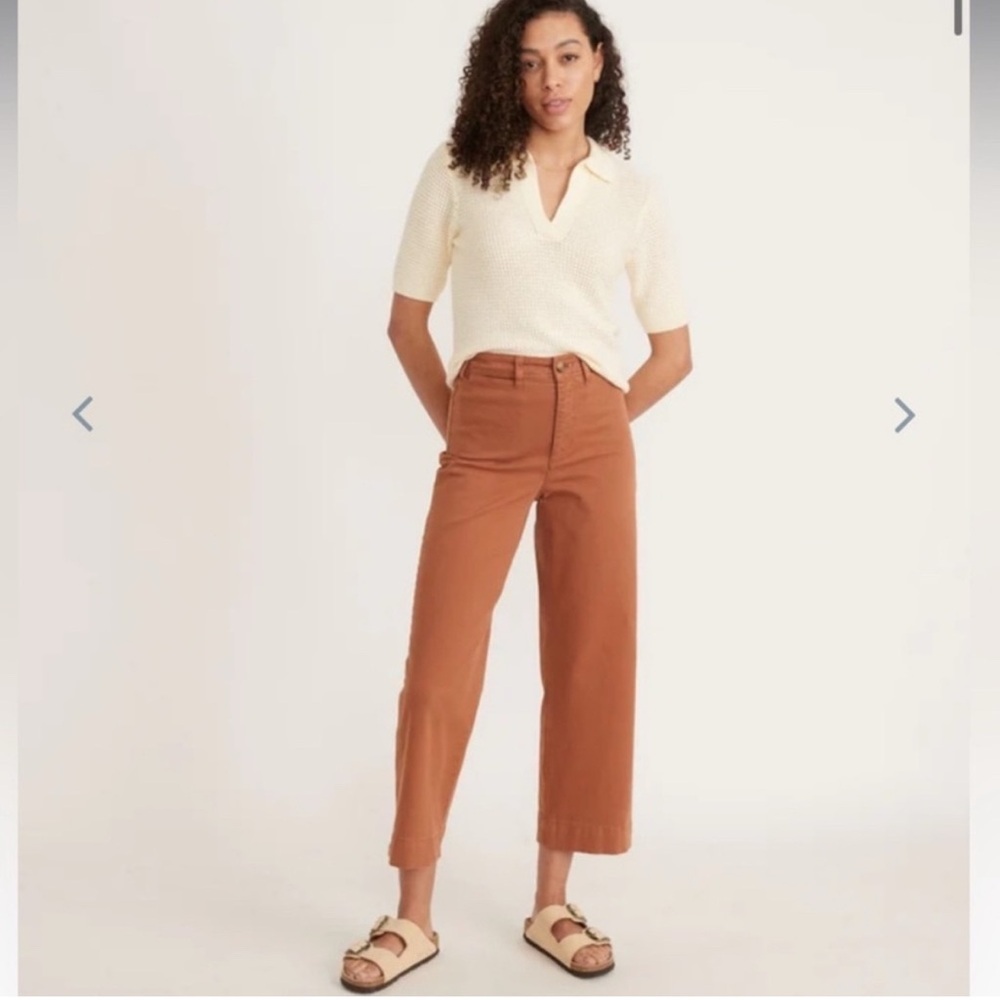 Marine Layer Bridget Slim Wide Leg Crop – Amber Brown – Size 10 Petite